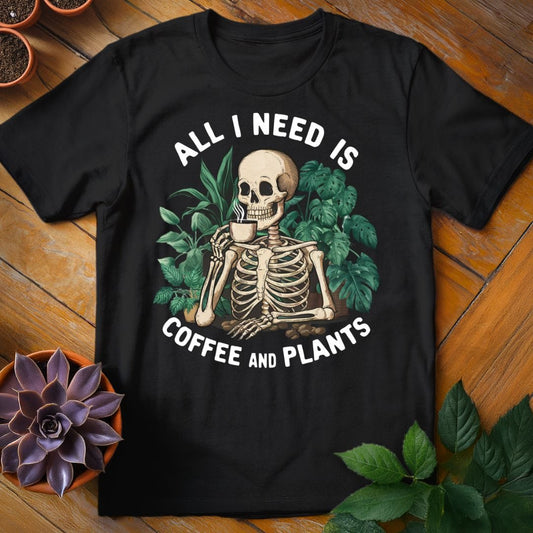 All I Need is Coffee and Plants Tee T-Shirt Black / S