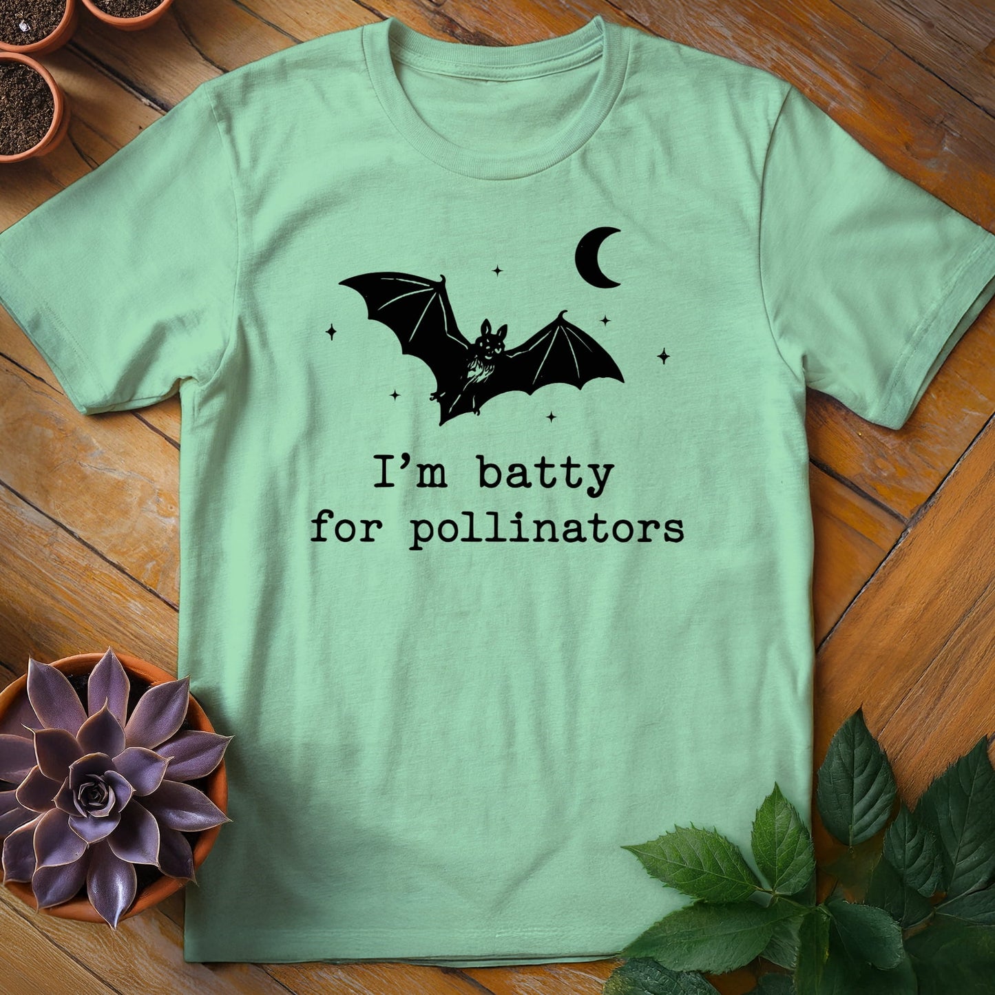 Batty for Pollinators Tee T-Shirt Mint Green / S