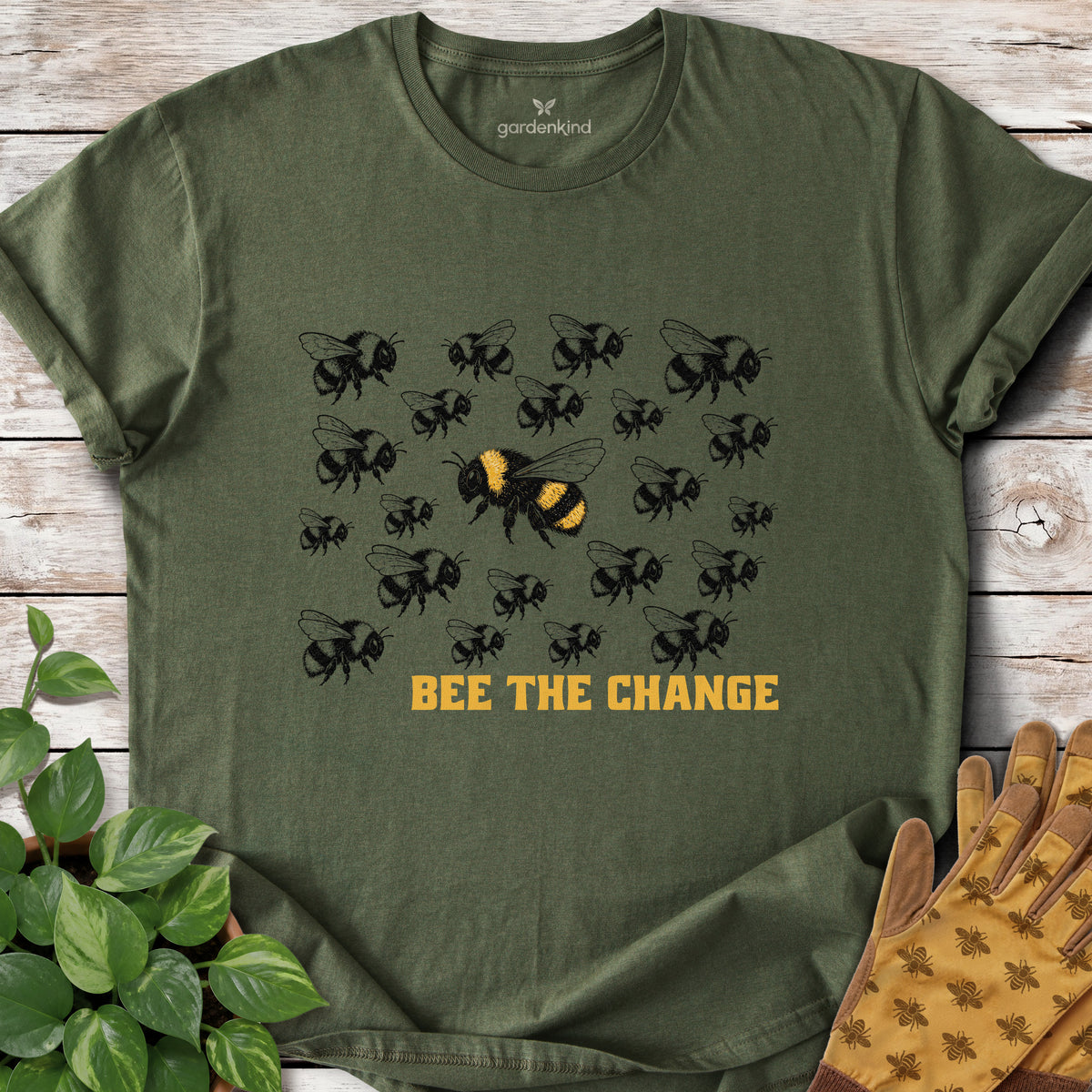 Bee the Change Tee, Military Green