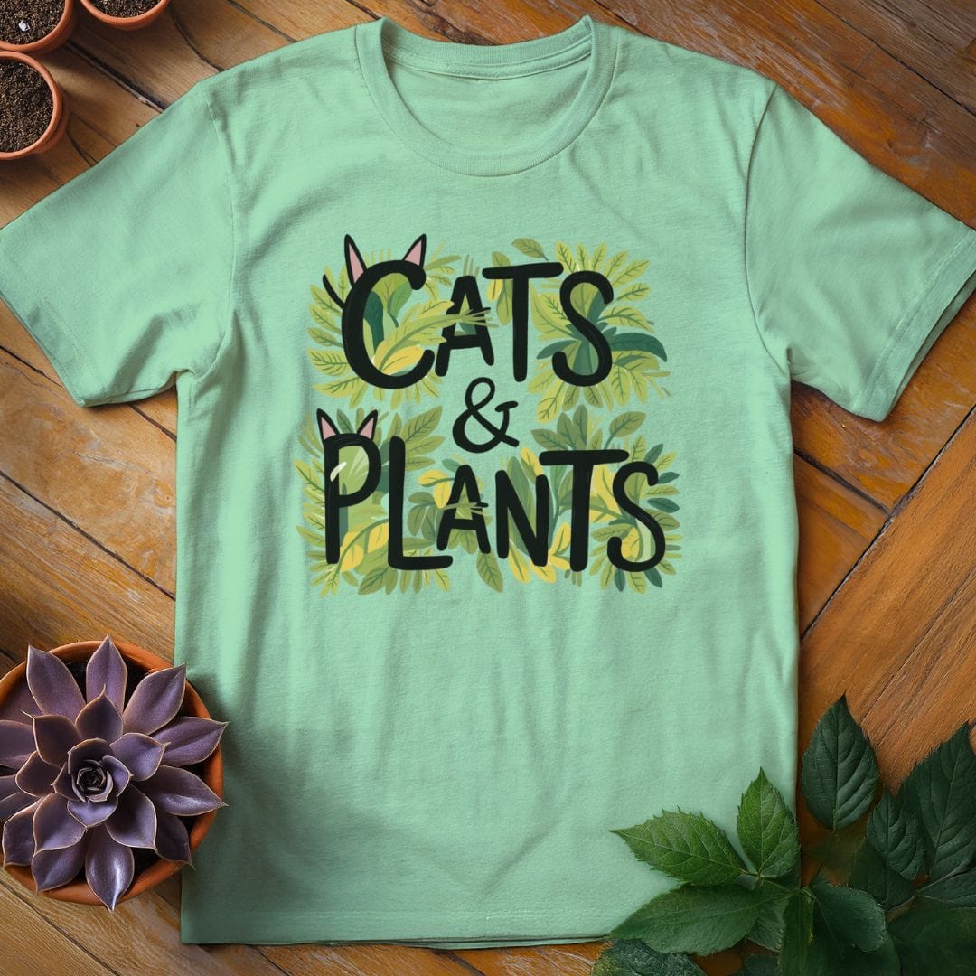 Cats & Plants Tee T-Shirt Mint Green / S