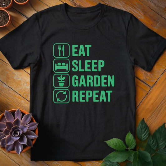 Eat. Sleep. Garden. Repeat. Tee T-Shirt Black / S