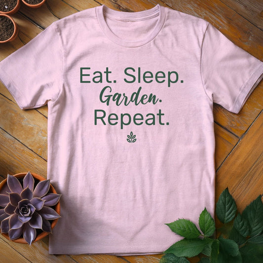 Eat. Sleep. Garden. Repeat. Tee T-Shirt Light Pink / S