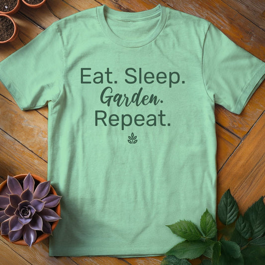 Eat. Sleep. Garden. Repeat. Tee T-Shirt Mint Green / S