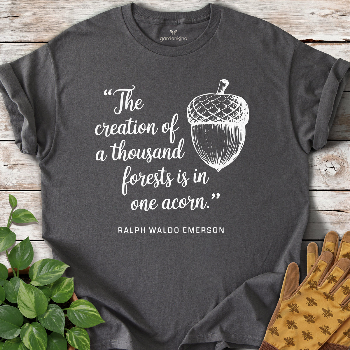 Emerson Quote Tee, Charcoal