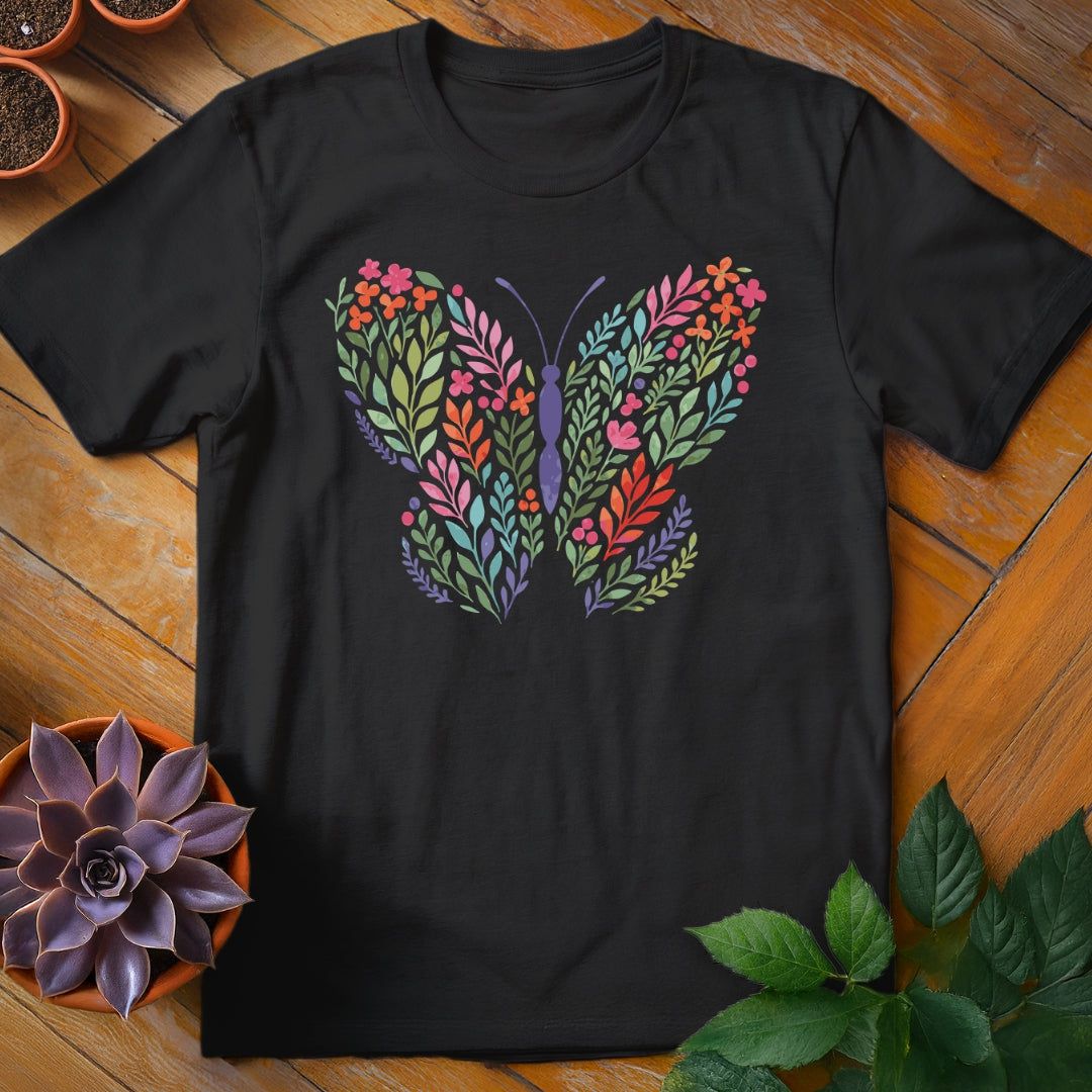 Flower Butterfly Tee T-Shirt Black / S