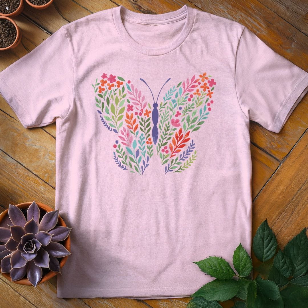 Flower Butterfly Tee T-Shirt Light Pink / S