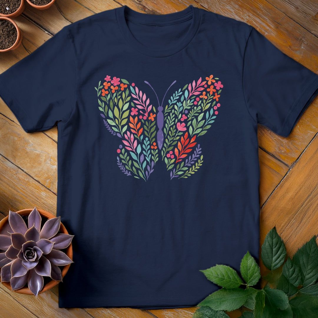 Flower Butterfly Tee T-Shirt Navy / S