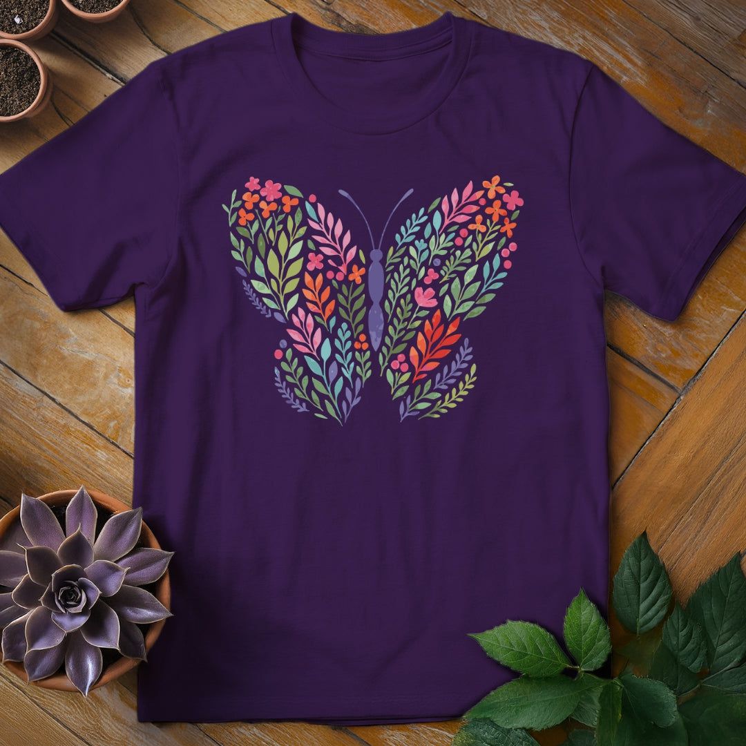 Flower Butterfly Tee T-Shirt Purple / S