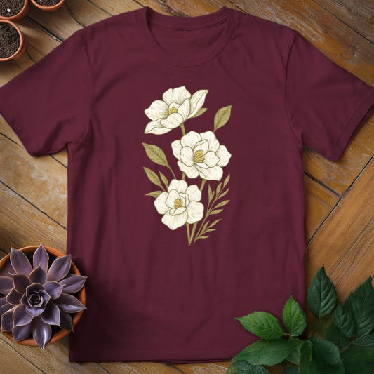 Gardenias Tee T-Shirt Maroon / S