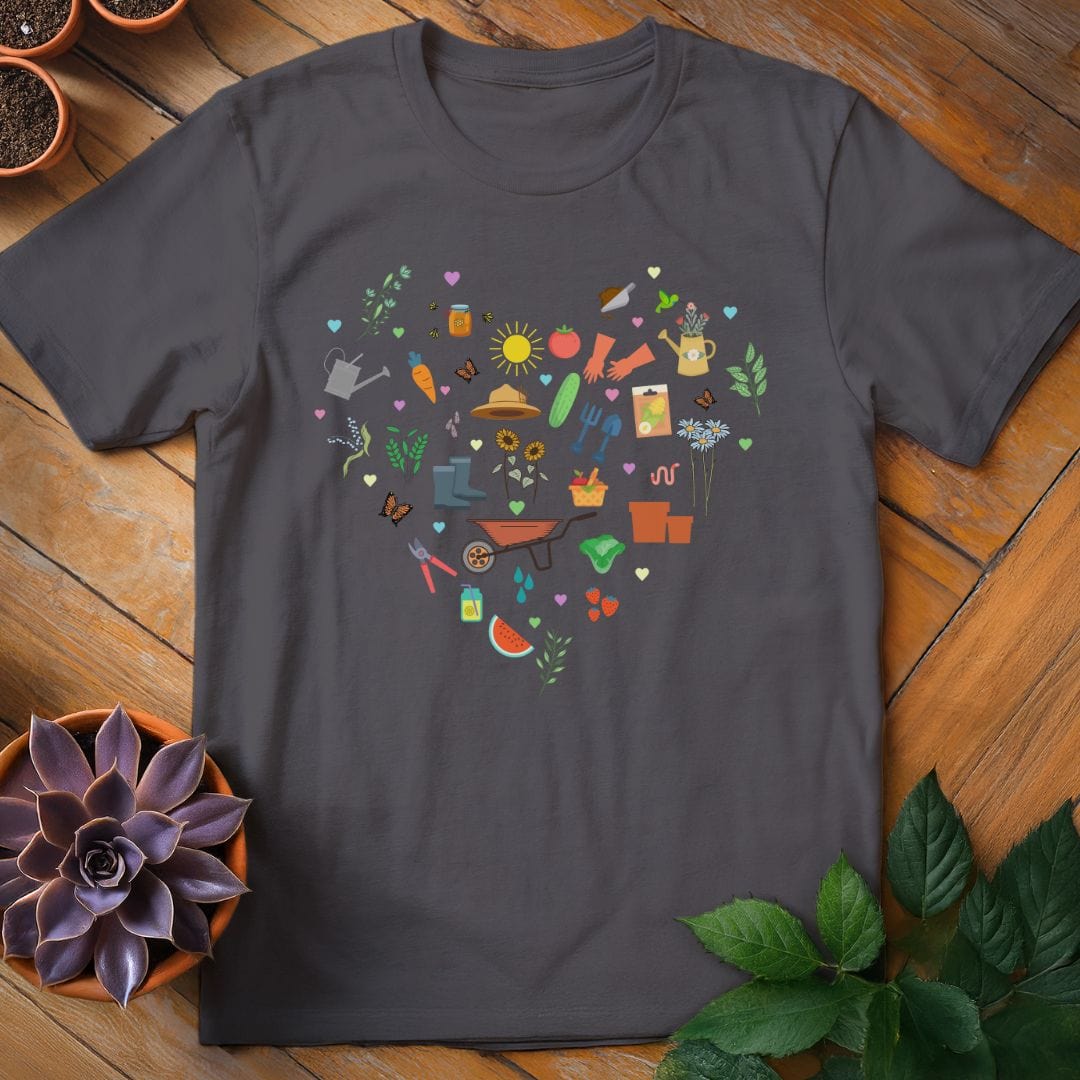 Gardening Heart Tee T-Shirt Charcoal / S