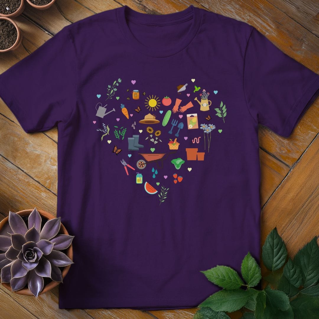 Gardening Heart Tee T-Shirt Purple / S