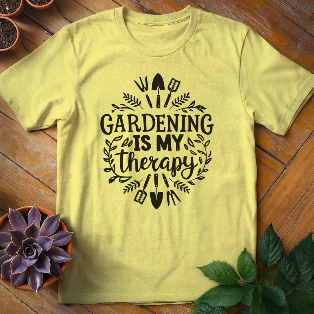 Gardening is My Therapy Tee T-Shirt Cornsilk / S