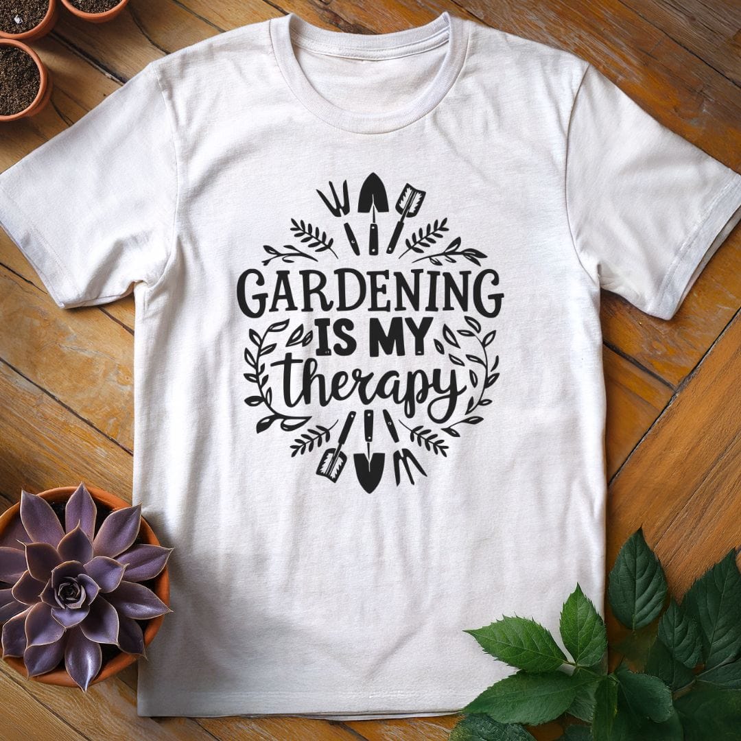 Gardening is My Therapy Tee T-Shirt White / S