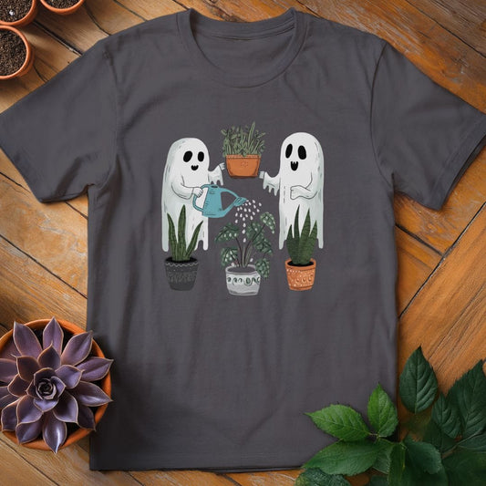 Ghosts Watering Plants Tee T-Shirt Charcoal / S
