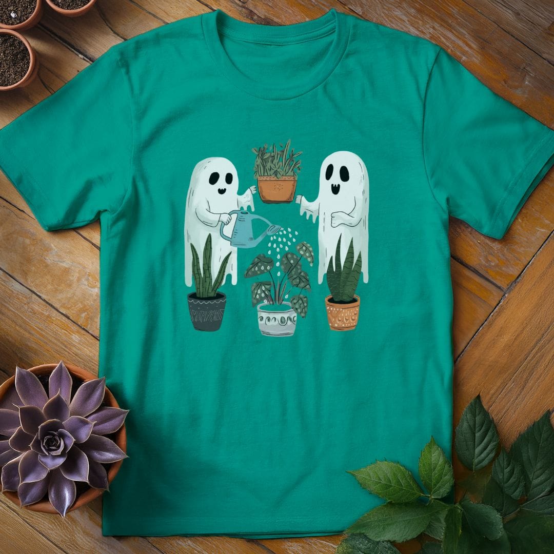 Ghosts Watering Plants Tee T-Shirt Jade Dome / S