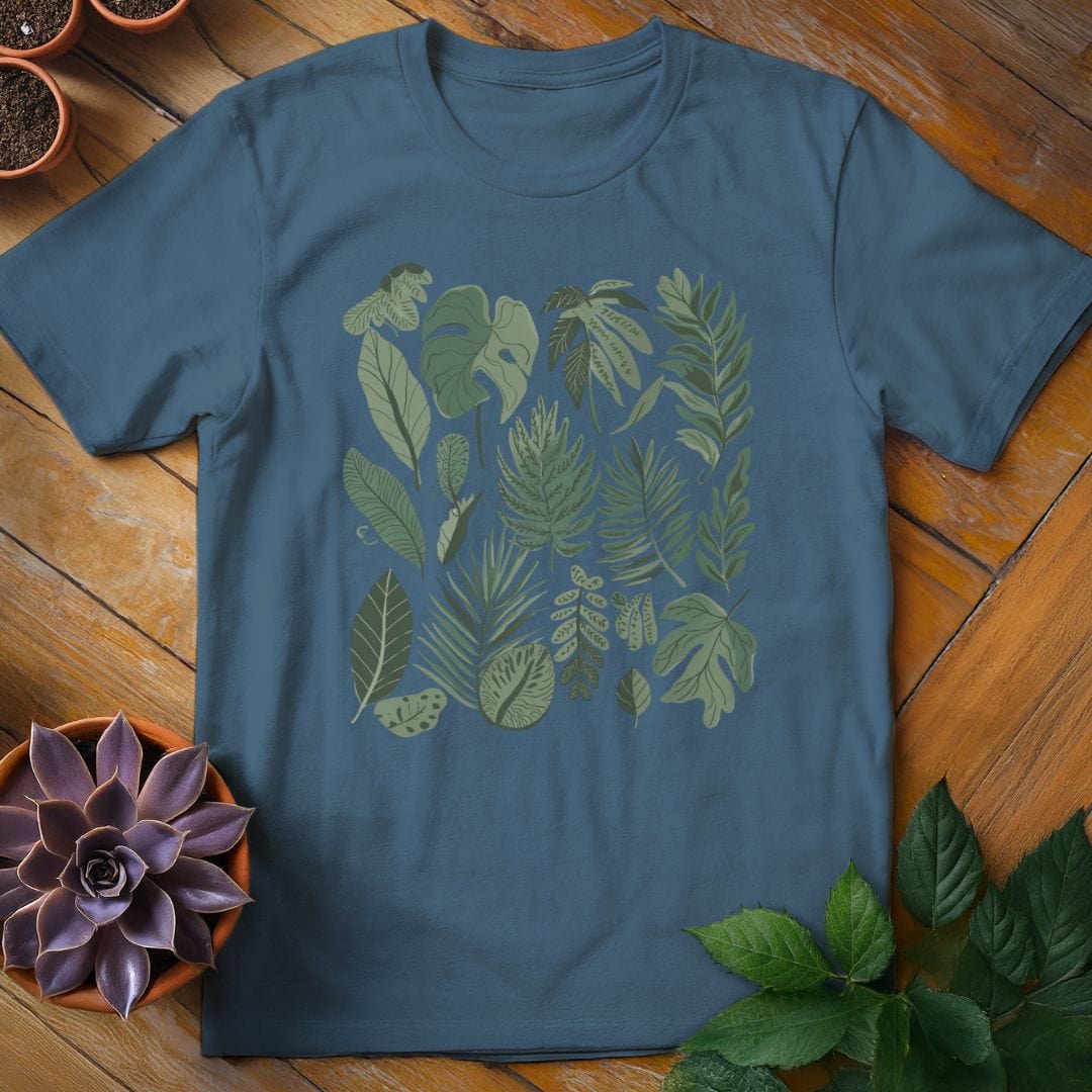 Green Leaves Tee T-Shirt Indigo Blue / S