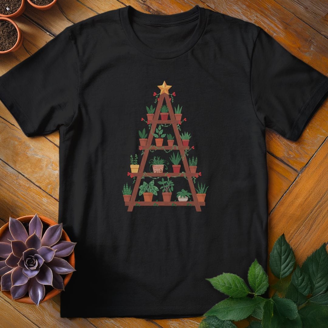 Houseplant Christmas Tree Tee T-Shirt Black / S