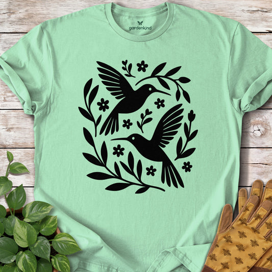 Hummingbirds Tee, Mint Green