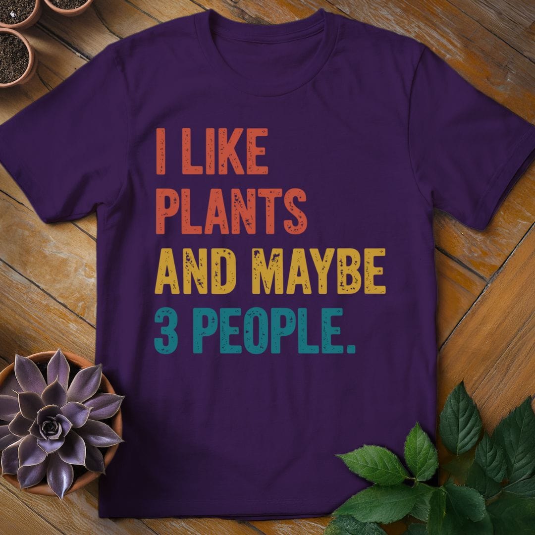 I Like Plants and Maybe Three People Tee T-Shirt Purple / S