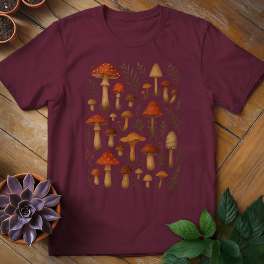 More Mushrooms Tee T-Shirt Maroon / S