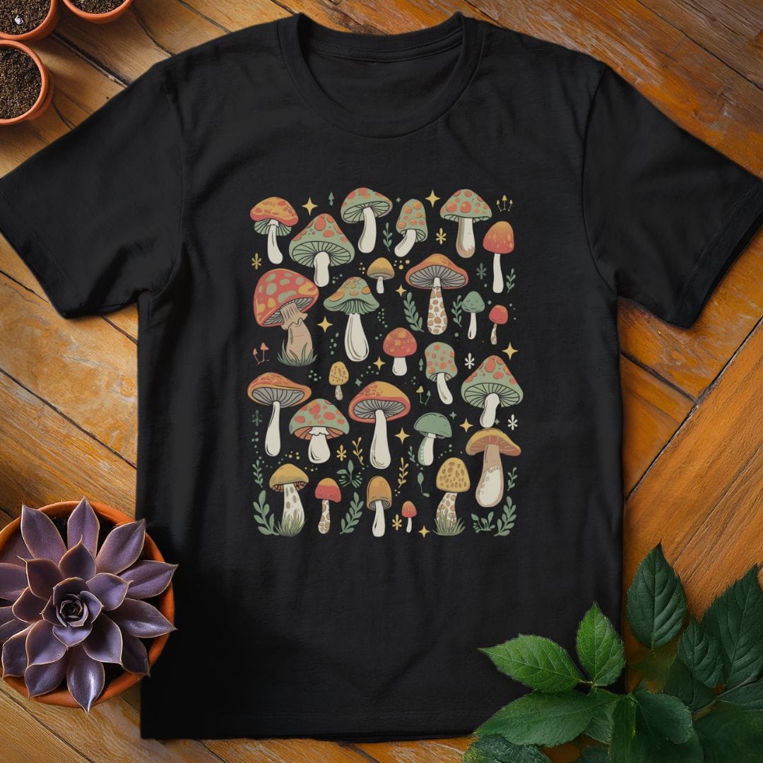 Mushrooms Tee T-Shirt Black / S