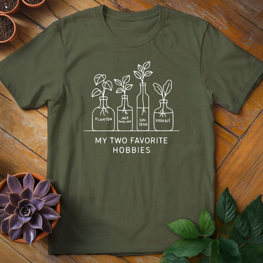 My Two Favorite Hobbies Tee T-Shirt Military Green / S