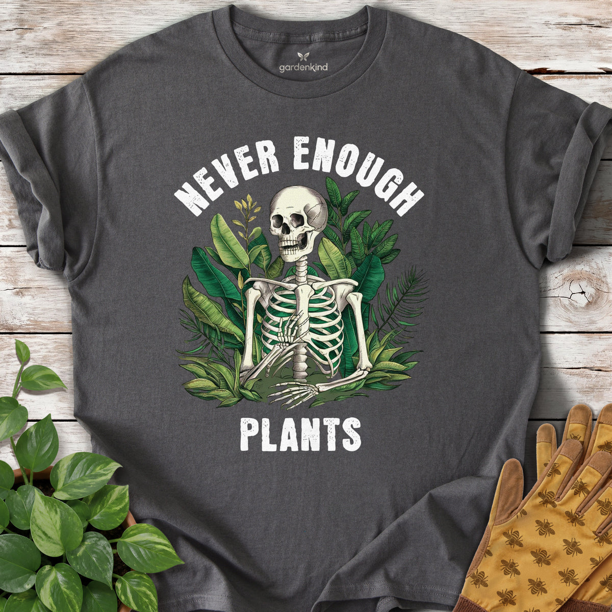 Never Enough Plants Tee, Charcoal