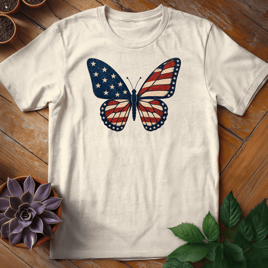 Patriotic Butterfly Tee T-Shirt Natural / S