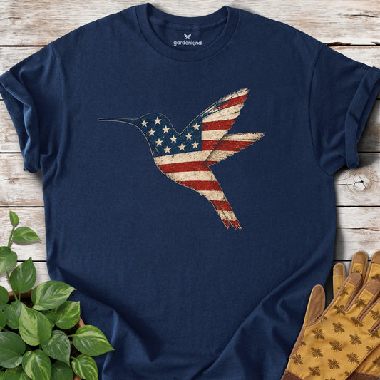 Patriotic Hummingbird Tee, Navy