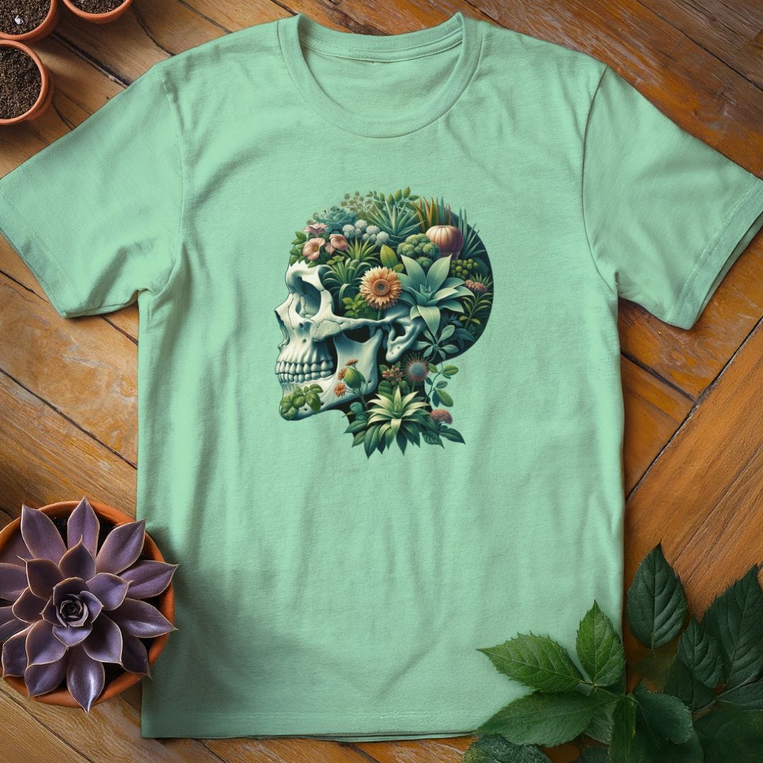 Plant Skull Tee T-Shirt Mint Green / S