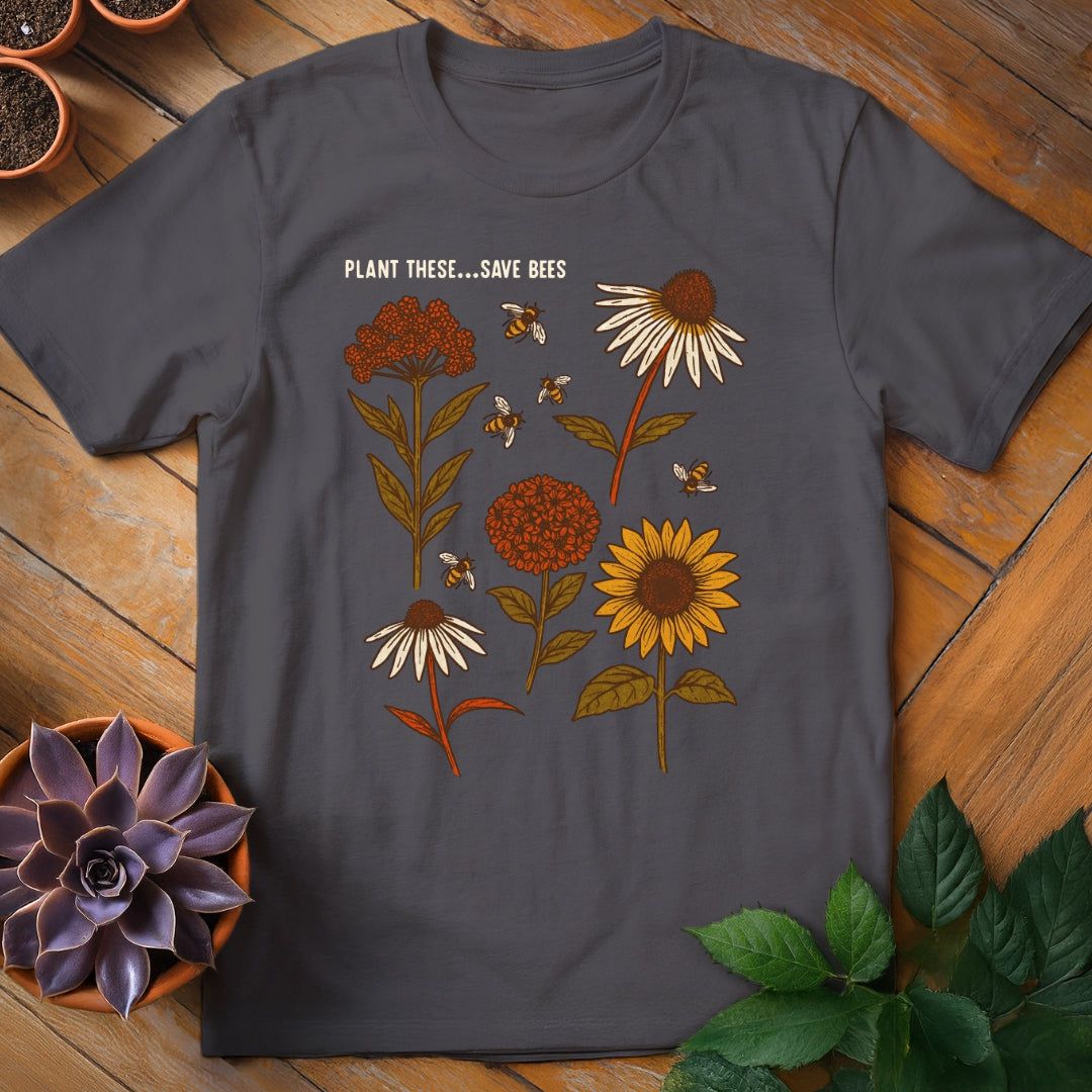 Plant These...Save Bees Tee T-Shirt Charcoal / S