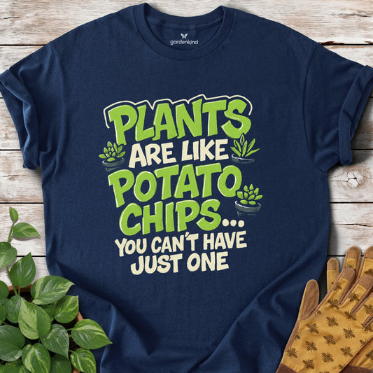 Plants Are Like Potato Chips Tee, Navy