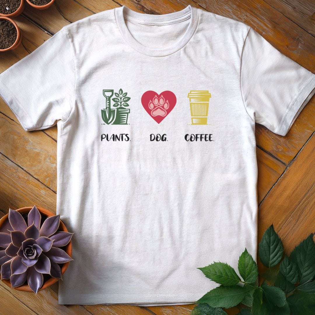 Plants. Dog. Coffee. Tee T-Shirt White / S