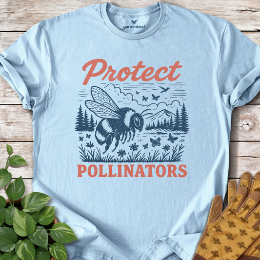Pollinators Tee, Light Blue