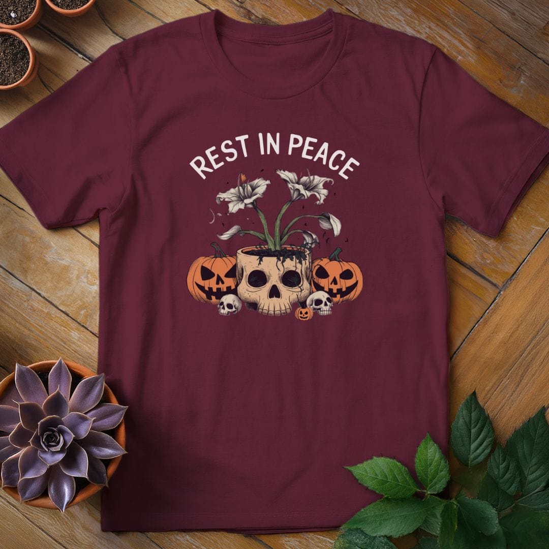 Rest in Peace Lily Tee T-Shirt Maroon / S