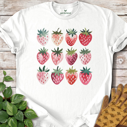 Strawberries Tee, White