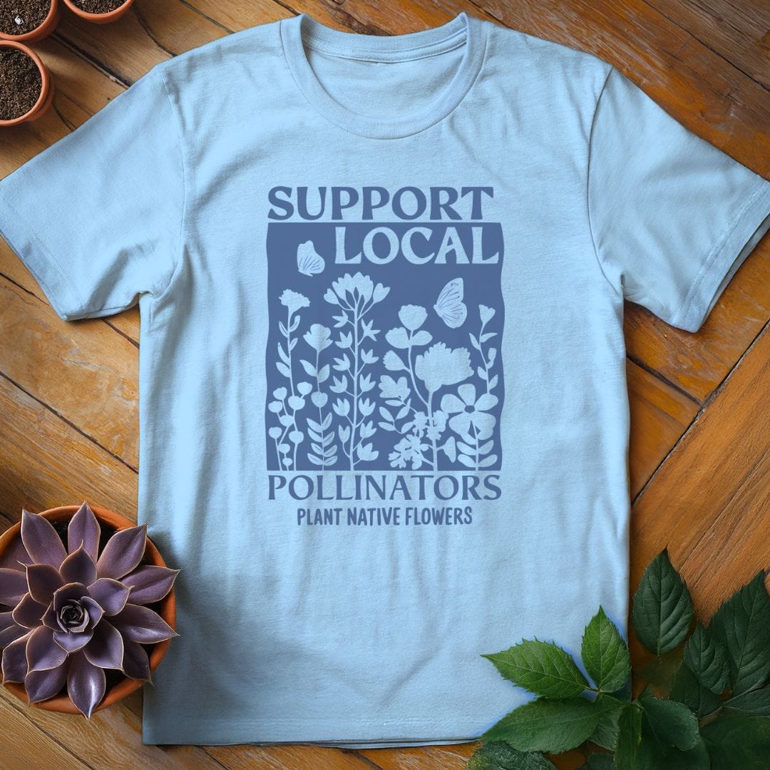 Support Local Pollinators Tee T-Shirt Light Blue / S