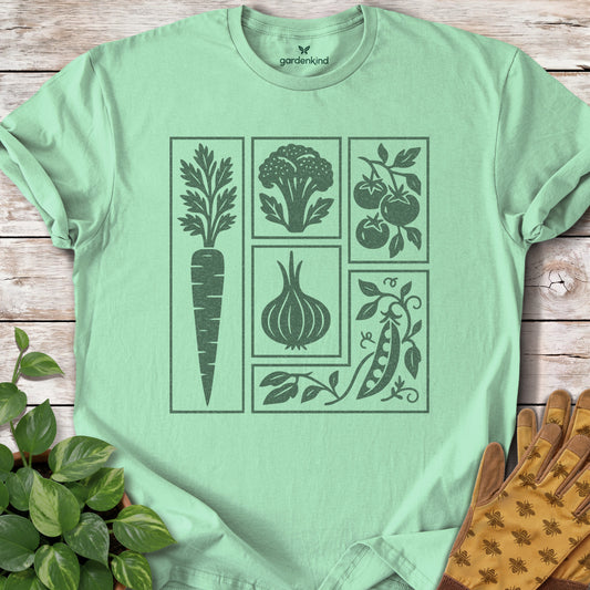 Veggie Grid Tee, Mint Green