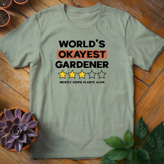 World's Okayest Gardener Tee T-Shirt Sage / S