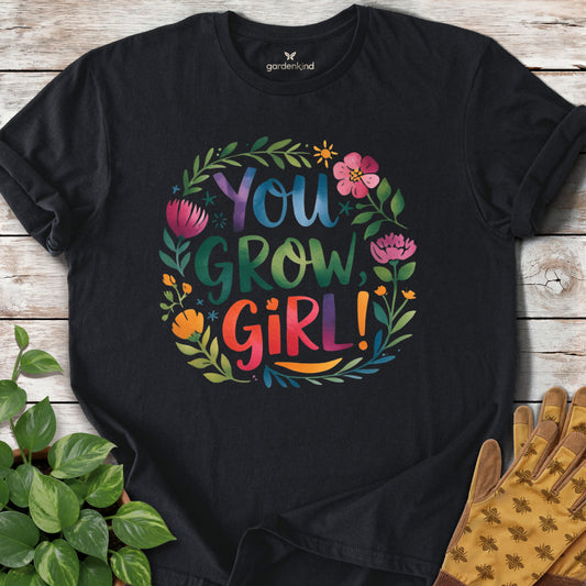 You Grow Girl Tee, Black