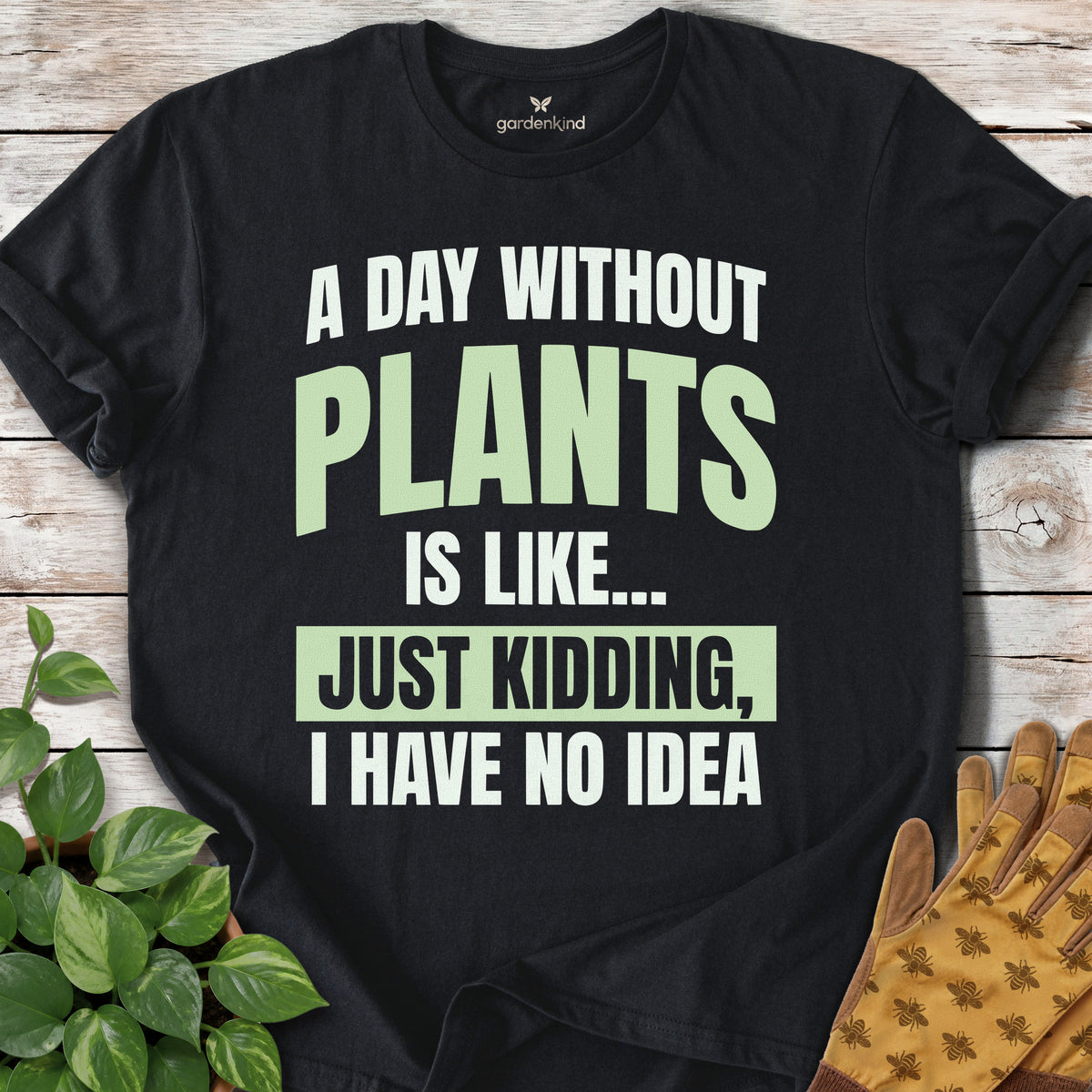 A Day Without Plants Tee, Black