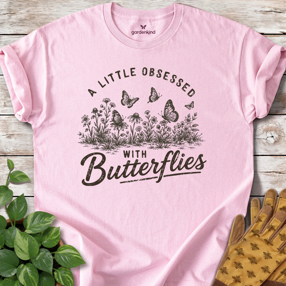 A Little Obsessed with Butterflies Tee, Light Pink