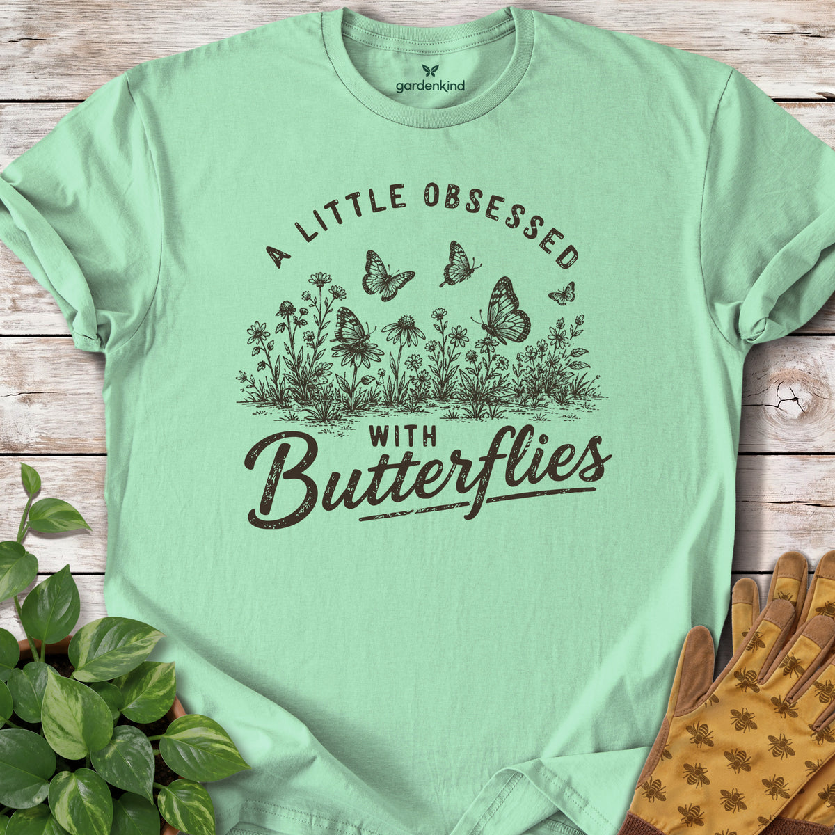 A Little Obsessed with Butterflies Tee, Mint Green