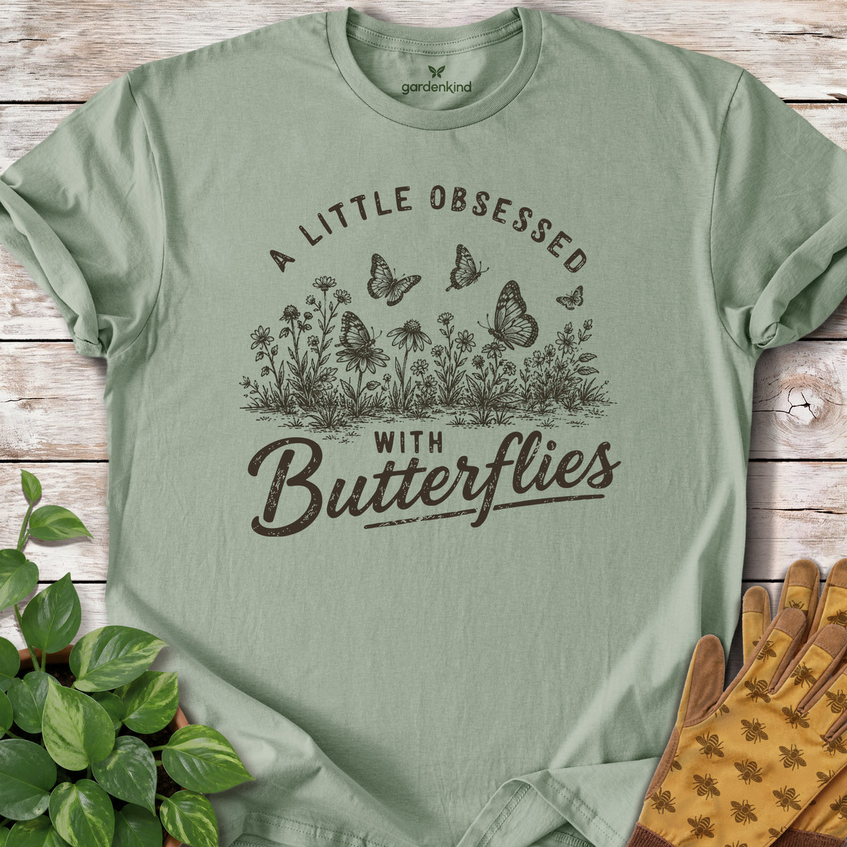 A Little Obsessed with Butterflies Tee, Sage