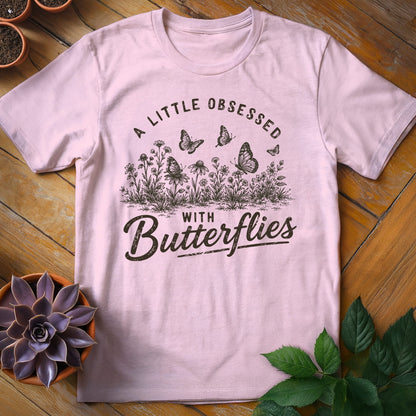 A Little Obsessed with Butterflies Tee T-Shirt Light Pink / S