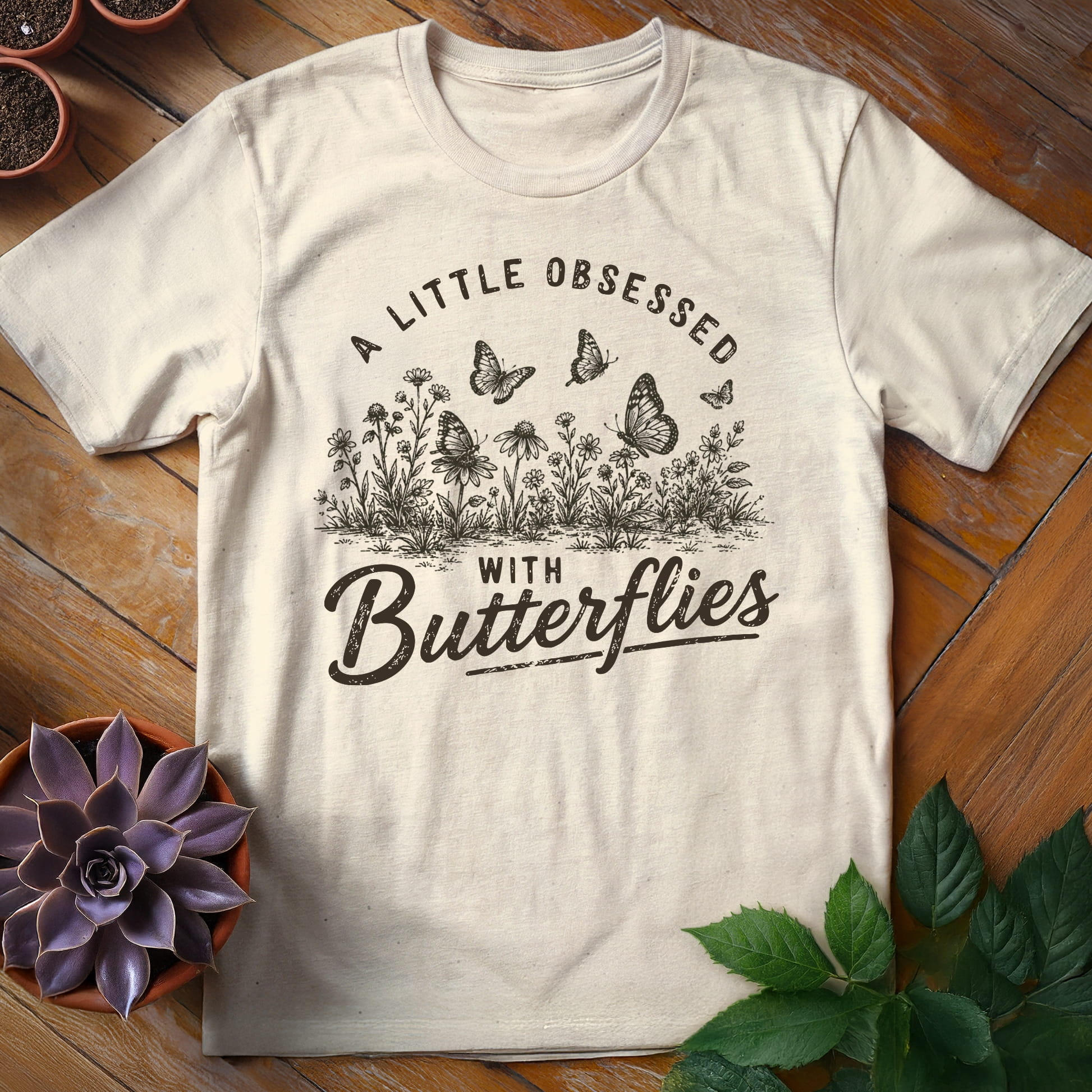 A Little Obsessed with Butterflies Tee T-Shirt Natural / S