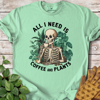 All I Need is Coffee and Plants Tee, Mint Green