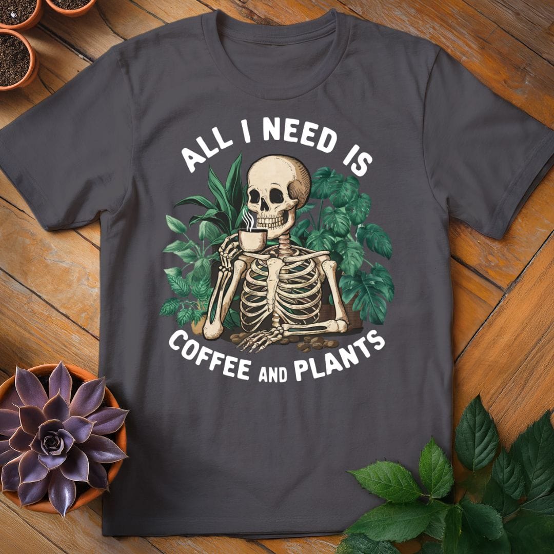 All I Need is Coffee and Plants Tee T-Shirt Charcoal / S