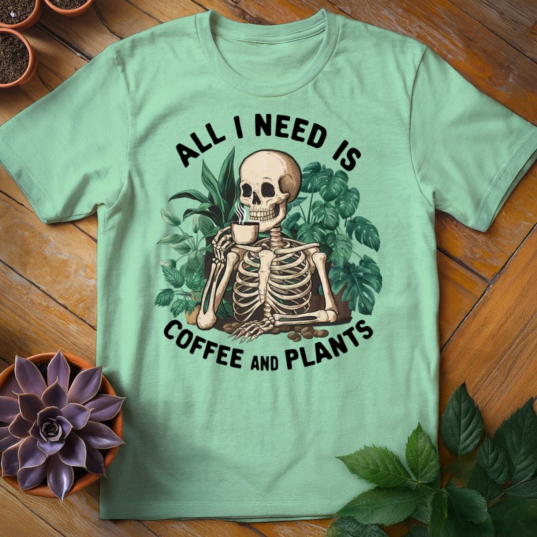 All I Need is Coffee and Plants Tee T-Shirt Mint Green / S