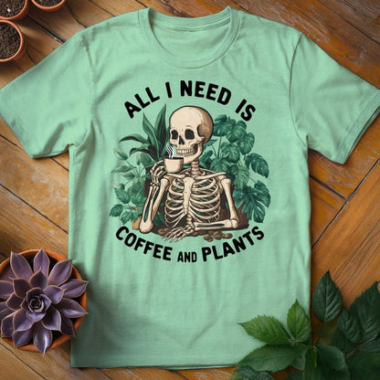 All I Need is Coffee and Plants Tee T-Shirt Mint Green / S